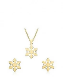 Image of Love Gold 9Ct Yellow Gold Snowflake Jewellery Set