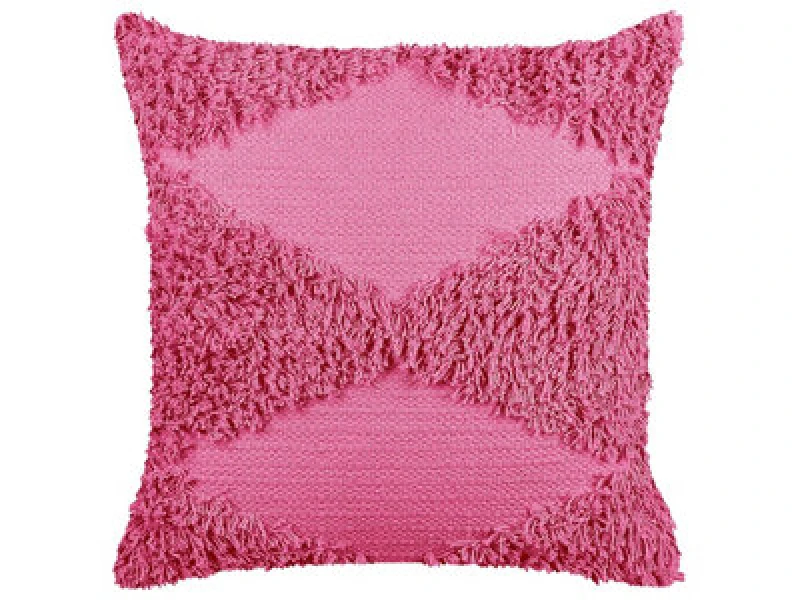 Image of Beliani Throw Cushion Rhoeo Cotton 45 X 45cm Pink