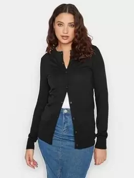 Image of Long Tall Sally Black Crew Neck Cardigan, Black, Size 10-12, Women