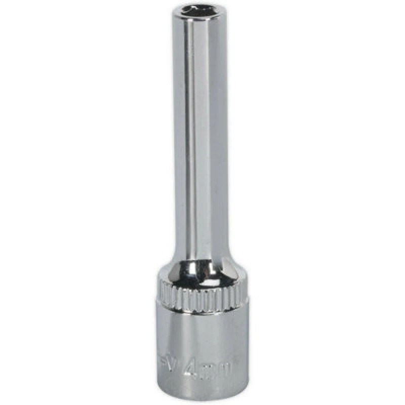 Image of Loops 4mm Forged Steel DEEP Drive Socket - 1/4" Square Drive Polished Chrome Vanadium Metallics