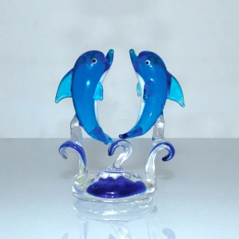 Image of Objets d'Art Miniature Glass Ornament - Dolphins