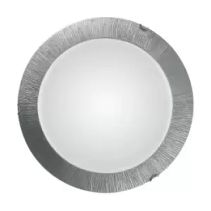 Image of Moon Lifestyle Glass Simple Flush Ceiling Light Silver - Sun Silver Finish, 3x E27