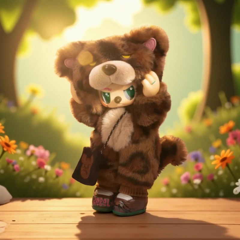 Image of Rebel Bear Series Find A Bag Blind Bag Plush Toy Figures Colorful Anime Style Collectible Dolls with Animal Costumes Vinyl Action Toy Multiple Charact