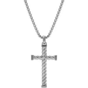 Image of Mens Fossil Meaningful Moments Stainless Steel Cross Pendant Necklace