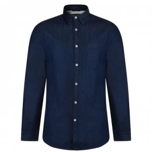 Image of FRENCH CONNECTION Long Sleeve Cotton Denim Shirt - Rinse Wash