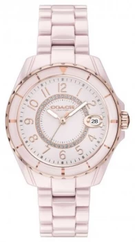 Image of Coach Womens Preston Pink Ceramic Bracelet Pink Dial Watch
