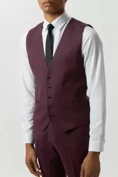 Image of Slim Burgundy Micro Texture Waistcoat