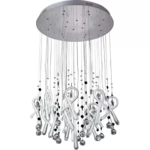 Image of Class Pendant Round 20 Light G4 Polished Chrome/White Glass/Crystal, NOT LED/CFL Compatible