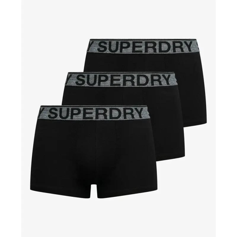 Image of Superdry 3 Pack Trunks Triple Black/Grey XL