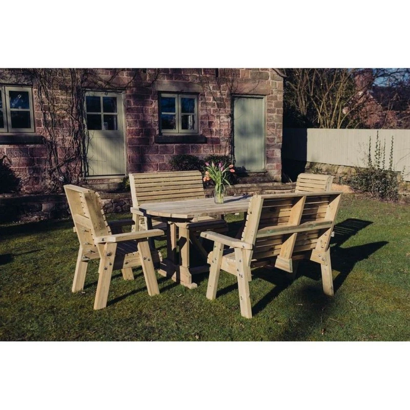 Image of Churnet Valley Garden Furniture Ltd Ergo 2X3B 2XC Table Set - Min. Assembly Required - Set of Cushions Inc in Brown Brown Unisex