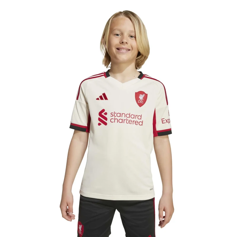 Image of Adidas Liverpool FC Kids Away Jersey 2025/26 Blanc Unisex 15/16 ans JV6453