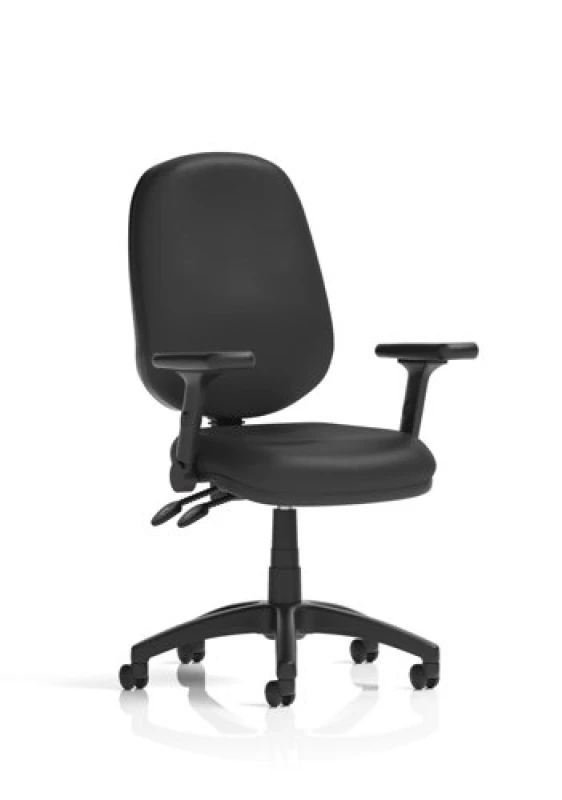 Image of Eclipse Eclipse Plus II Lever Task Operator Chair Black Bonded Leather With Height Adjustable And Folding Arms DE02LTHFD
