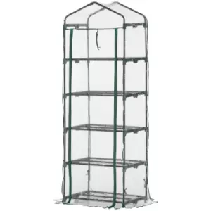 Image of Outsunny Mini Greenhouse Outdoor Flower Stand Pvc Cover Portable 69 X 49 X 193Cm - Green