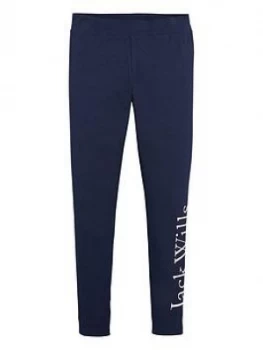 Image of Jack Wills Girls Block Legging - Navy, Size Age: 9-10 Years, Women