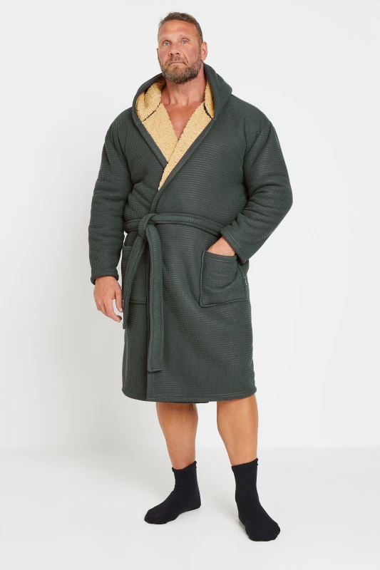 Image of BadRhino BadRhino Men Borg Lined Dressing Gown in Grey Size: 5-6X-Large Grey 5-6XL Male 5063111533763