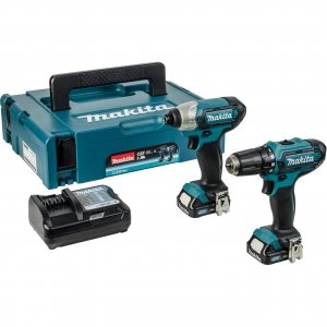 Image of Makita CLX201AJ 10.8v Cordless CXT Drill Driver Impact Driver 2 x 2ah Li ion Charger Case
