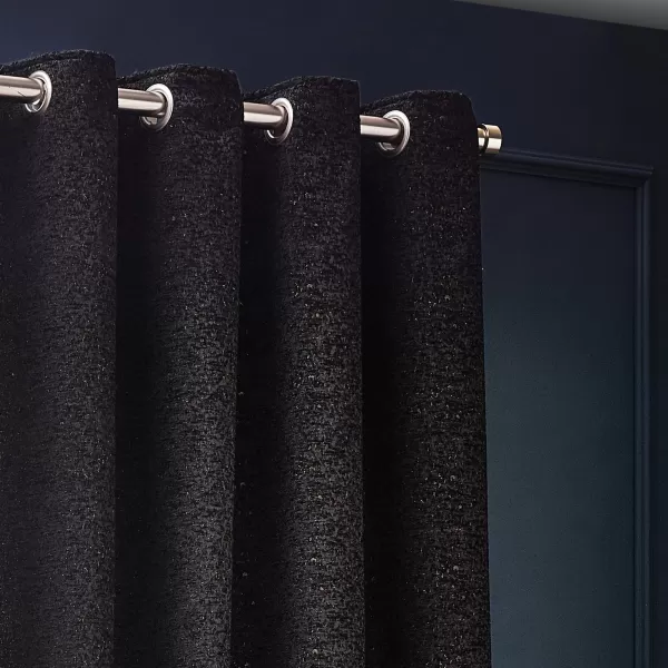 Image of Galaxy Room Darkening Eyelet Curtains Black / 229 x 183cm