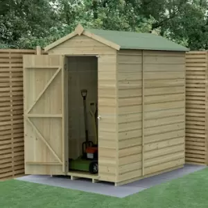 Image of 6' x 4' Forest Beckwood 25yr Guarantee Shiplap Windowless Apex Wooden Shed - Natural Timber