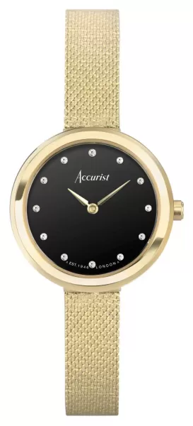 Image of Accurist 78002 Jewellery Womens Black Onyx Dial Gold PVD Watch