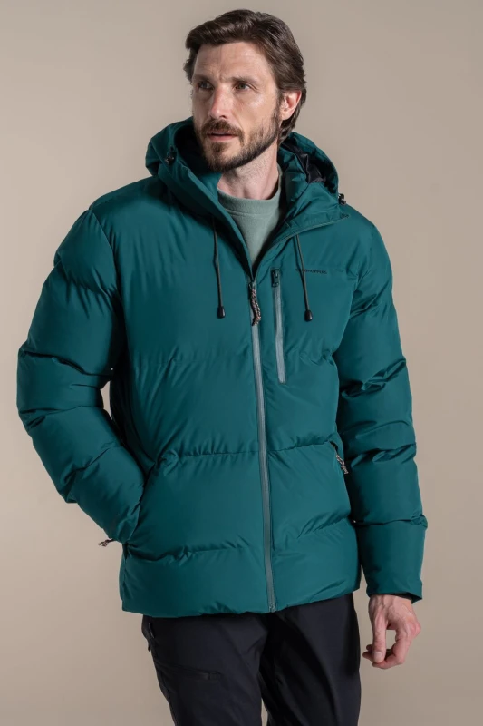 Image of Craghoppers Craghoppers Men Mardale Hooded Baffled Waterproof Jacket in Dark Green Size: 2X-large Dark Green XXL Male 5063260130073