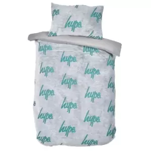 Image of Hype Thermo Logo Duvet Cover (Single) (Grey/Green)