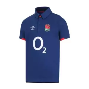 Image of Umbro England Alternate Classic Short Sleeve Rugby Shirt 2020 2021 - Blue