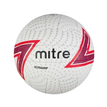 Image of Mitre Ultragrip Match Netball - White/Red