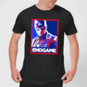 Image of Avengers Endgame Captain America Poster Mens T-Shirt - Black - S