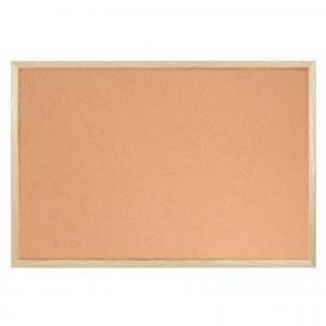 Image of Bi-Office Cork Notice Board Wood Frame 400mm X 300mm 49134BS