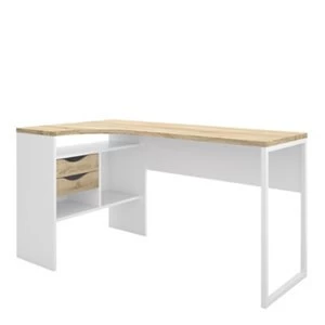 Image of Ebru Matt white oak effect Painted 2 Drawer Desk (H)768mm (W)1451mm (D)810mm