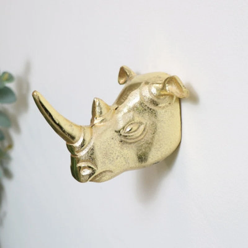 Image of Melody Maison Gold Rhino Wall Hook Metallic Gold