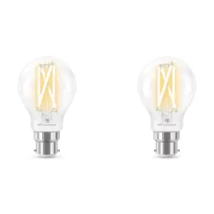 Image of 4lite Wiz Connected Smart A60 B22 Filament Bulb Clear - Twin Pack, Clear