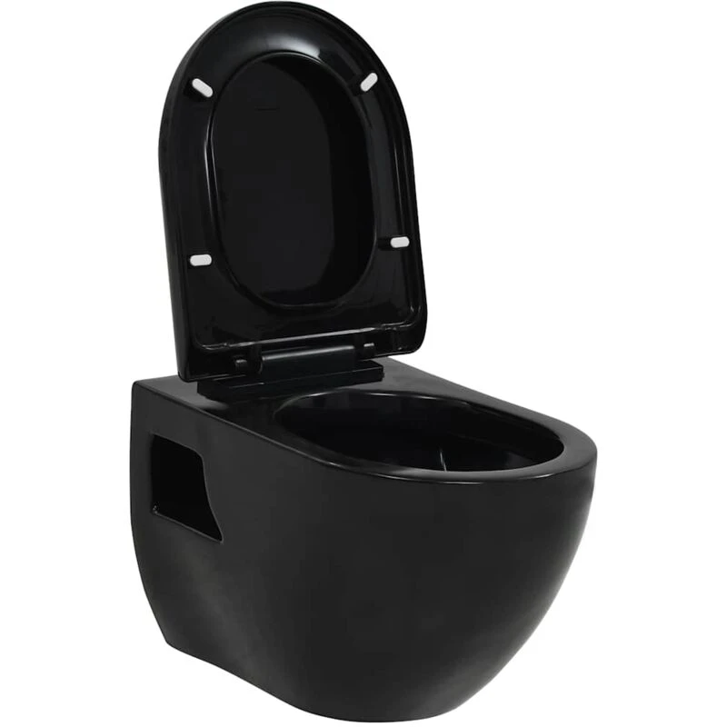 Image of VIDAXL Wall-Hung Toilet Ceramic Black Vidaxl 143023