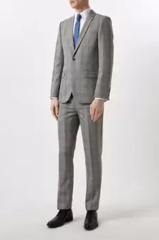Image of Slim Fit Neutral Check Suit Jacket