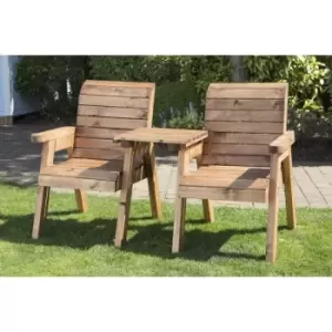Image of Charles Taylor Hand Made 2 Seater Chunky Rustic Wooden Garden Furniture Companion / Love Seat