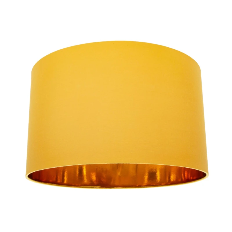 Image of Happy Homewares Contemporary Cotton Lamp/Light Shade with Shiny Paper Inner in Mustard Size: 14" Mustard Unisex 14"