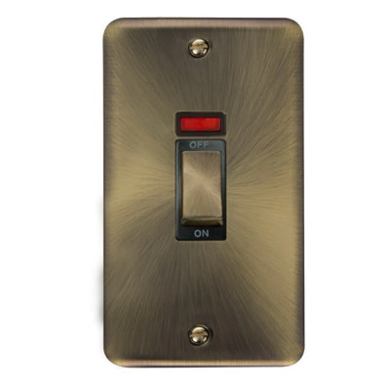 Image of SE Home Curved Antique Brass 2 Gang Ingot Size 45A Switch With Neon Gold