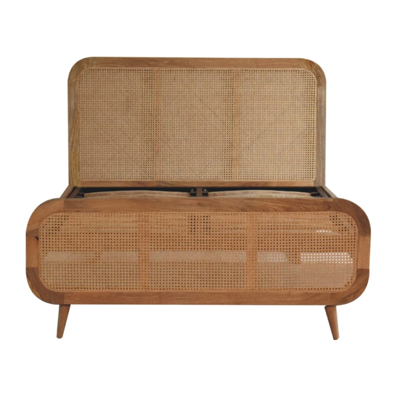 Image of Artisan Furniture Artisan Furniture Solid Wood Rattan Bed, Beige