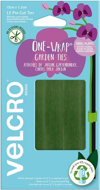Image of Velcro One-Wrap Garden Ties 15cm x 1.2cm, 12 Pre-Cut Ties