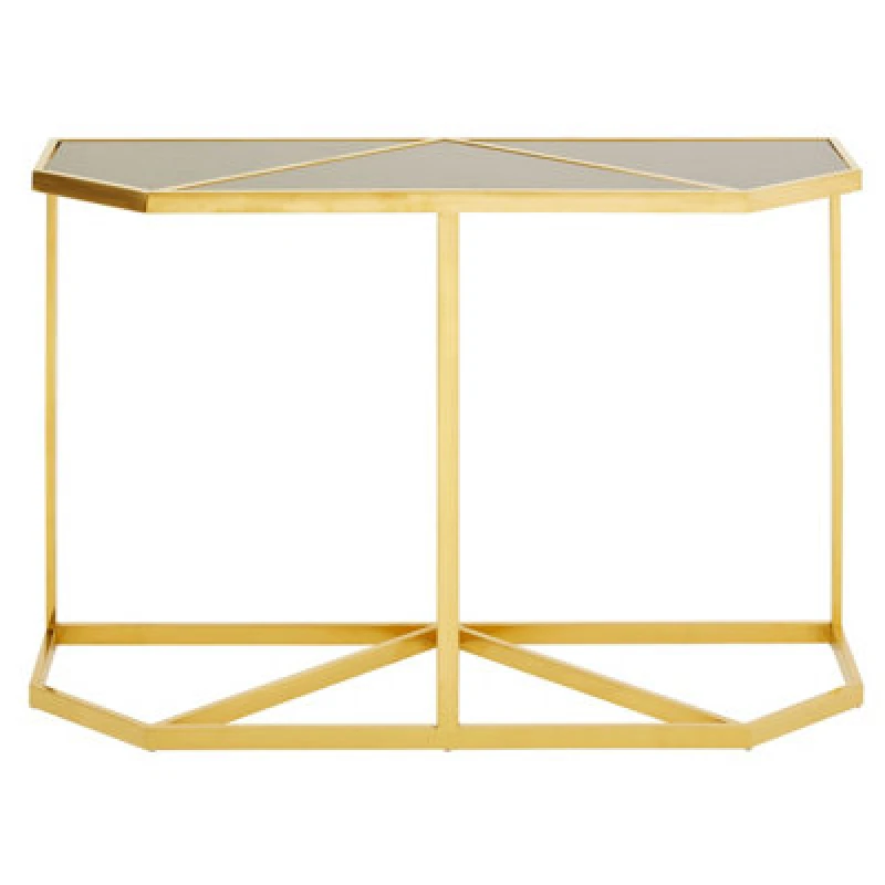Image of Premier Housewares Elegant Design Black Tempered Glass Console Table, Sturdy Hallway Table, Durable Modern Console Table Gold