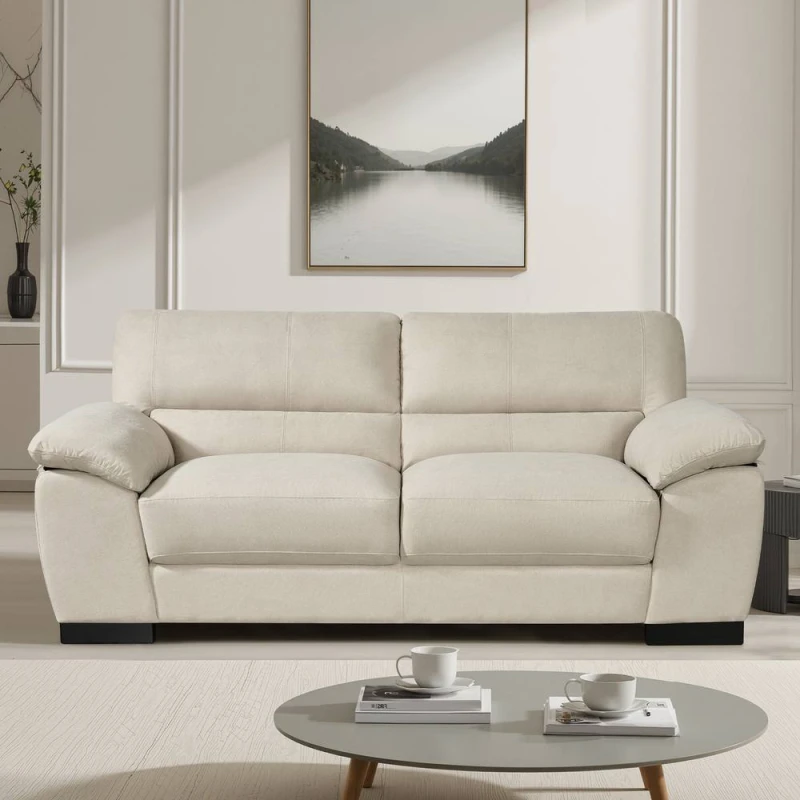 Image of Artemis Home Mellette 3 Seat Fabric Sofa in Ecru Size: 3 Seater Ecru Unisex 3 Seater