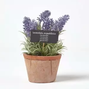Image of Homescapes - Artificial Lavender Plant in Decorative Pot - Terracotta