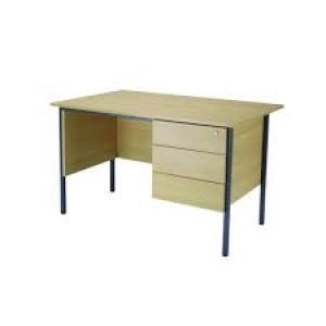 Image of Serrion Ferrera Oak 1200mm Four Leg Desk with Three Drawer Pedestal