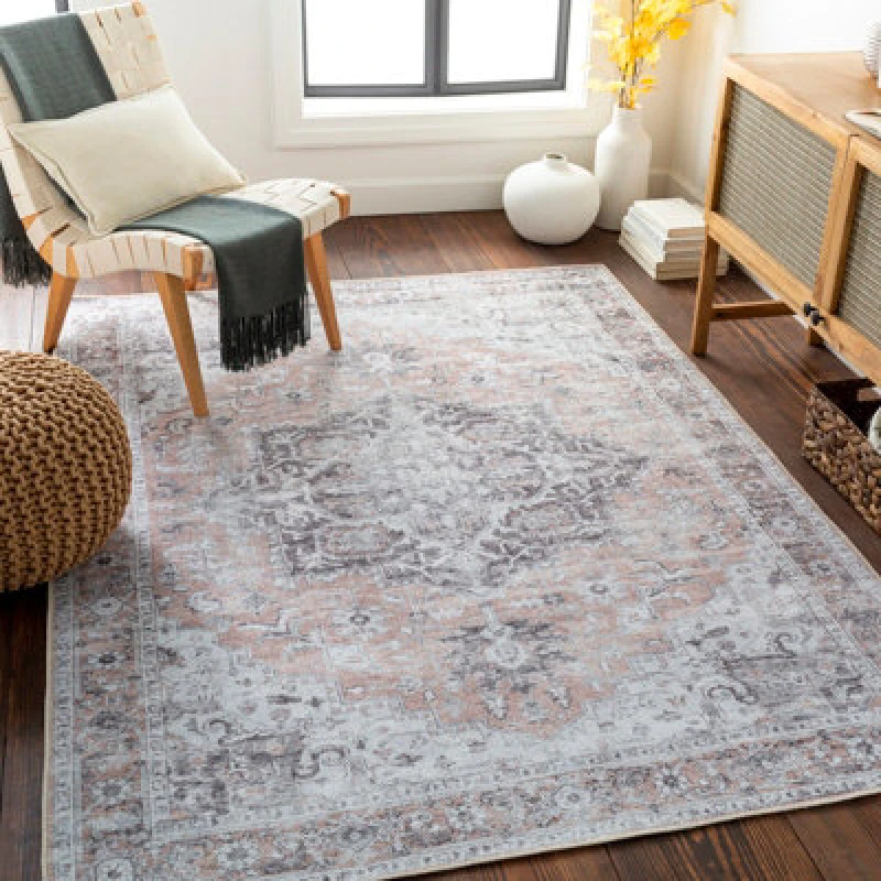Image of Livabliss Machine Washable Modern Boho Grey Capucine Area Rug 160 X 220 Cm - Easy Care, Non Shedding, Ideal For Living Room & Bedroom