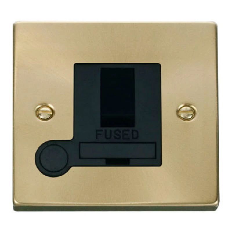 Image of SE Home Satin / Brushed Brass 13A Fused Connection Unit Switched With Flex Gold