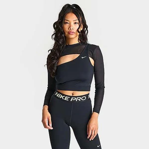 Image of Womens Nike Pro Long-Sleeve Crop Top