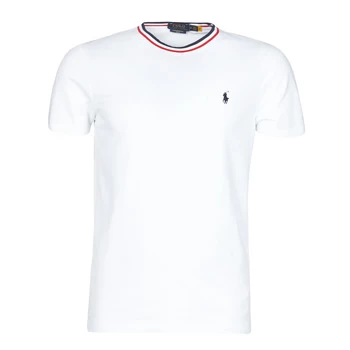 Image of Polo Ralph Lauren T-SHIRT COL ROND DETAILS DE COL EN COTON PIQUE LOGO PONY PLAYER mens T shirt in White - Sizes EU S,EU XL