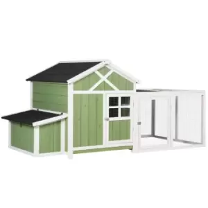 Image of Pawhut Chicken Coop With Outdoor Run - Green