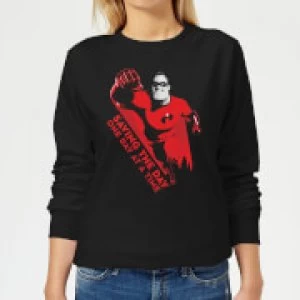 Image of Incredibles 2 Saving The Day Womens Sweatshirt - Black