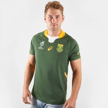 Image of Asics South Africa Rugby World Cup Home Jersey Mens - Oak Green